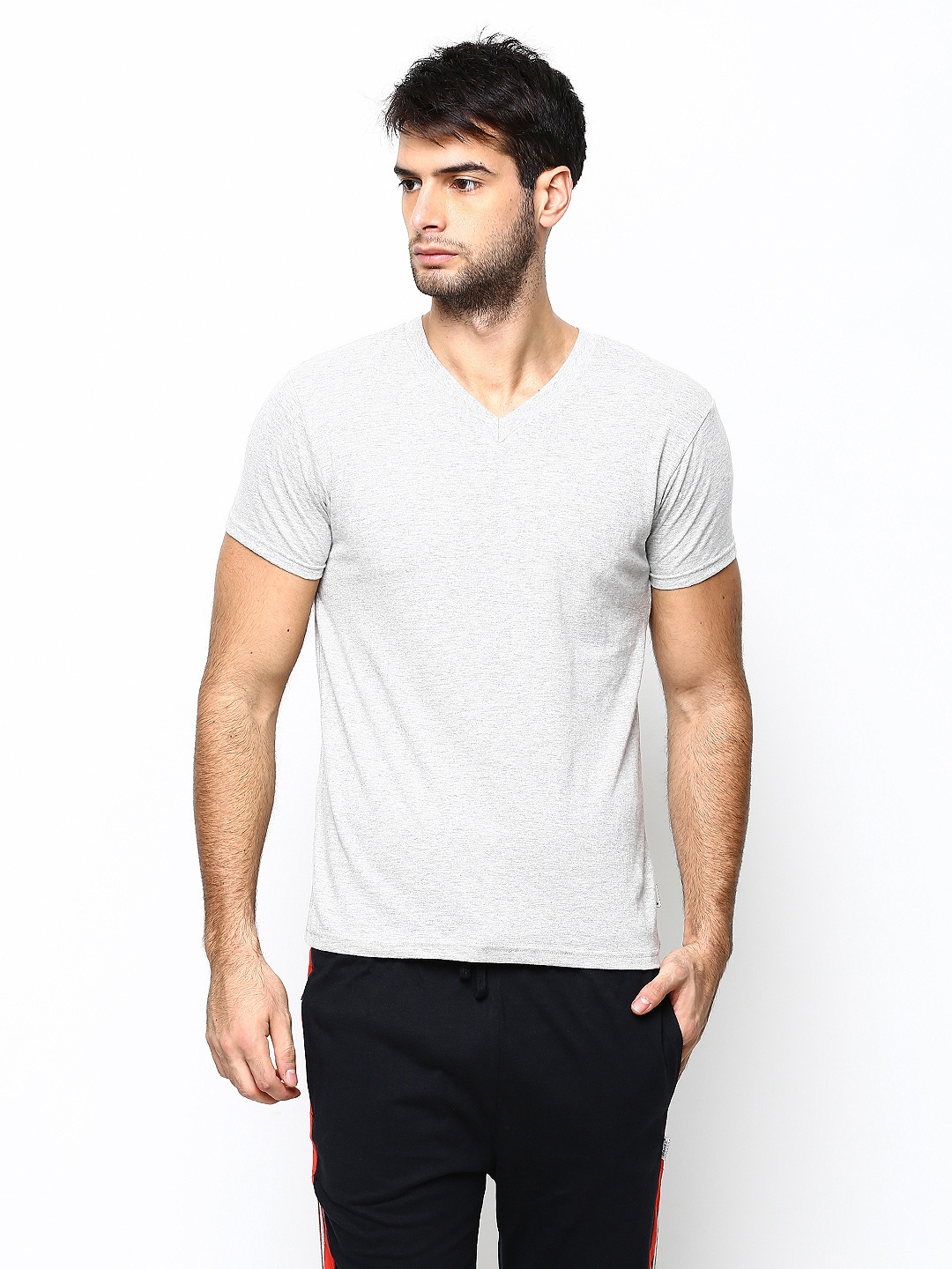 Buy Hanes Men Grey Melange Pure Cotton T Shirt - Tshirts for Men 523778 ...