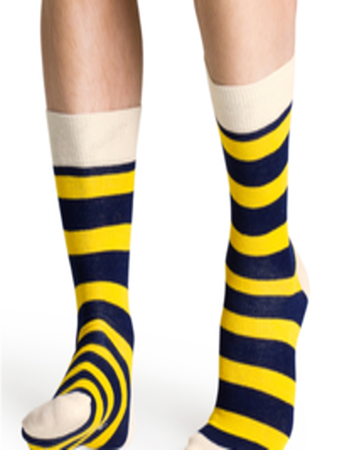 Buy Happy Socks Unisex Yellow & Navy Blue Striped Socks - Socks for ...