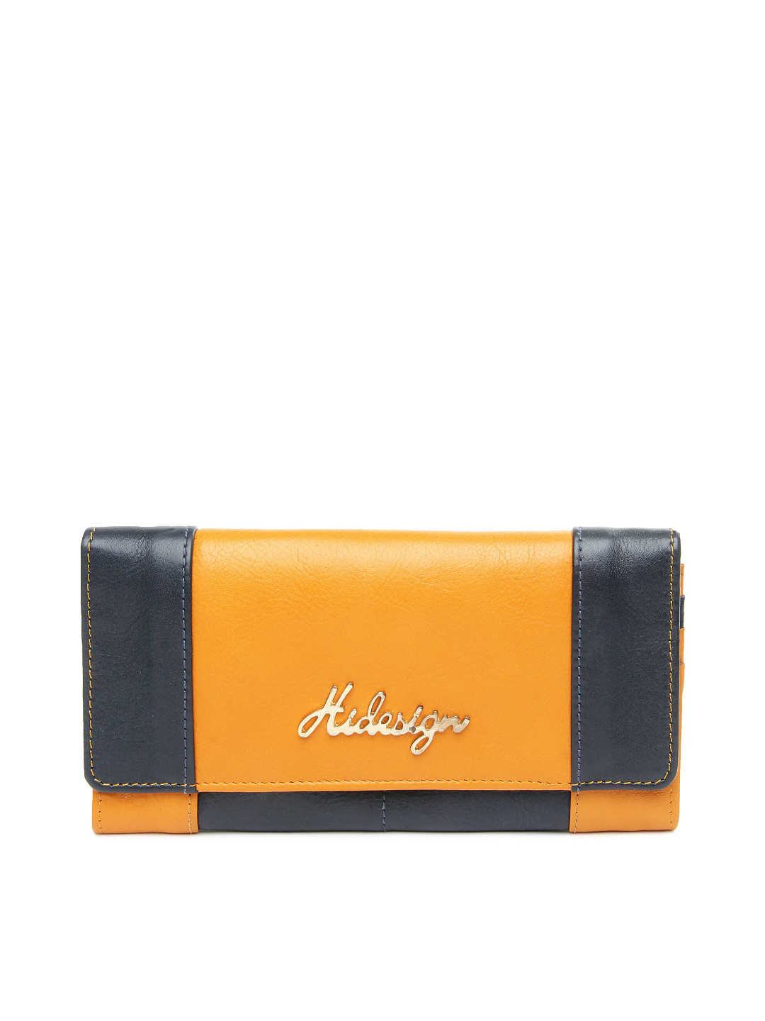 Buy Hidesign Women Yellow & Navy Leather Wallet Wallets for Women