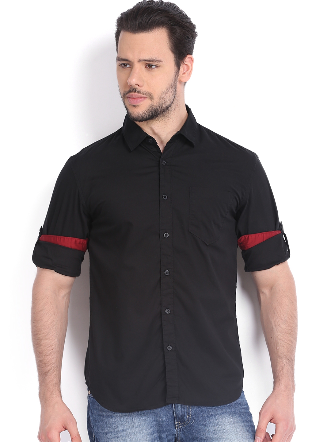 Buy Highlander Men Black Slim Fit Casual Shirt - Shirts for Men 567163 ...