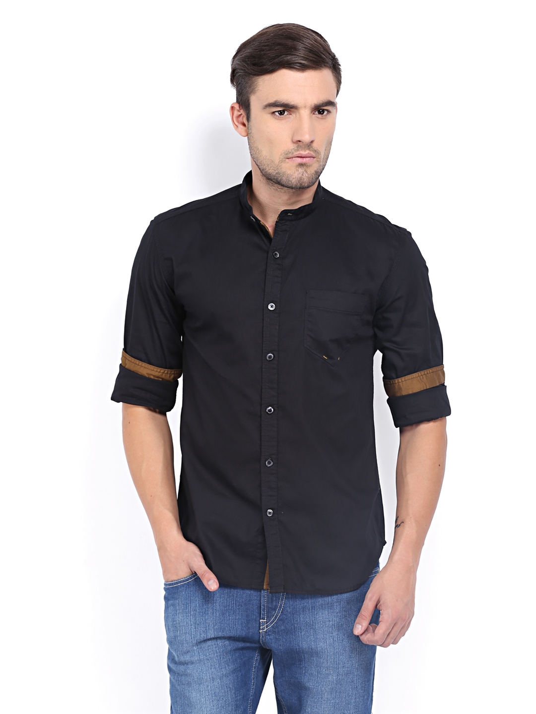 Buy Highlander Men Black Slim Fit Casual Shirt - Shirts for Men 489716 ...