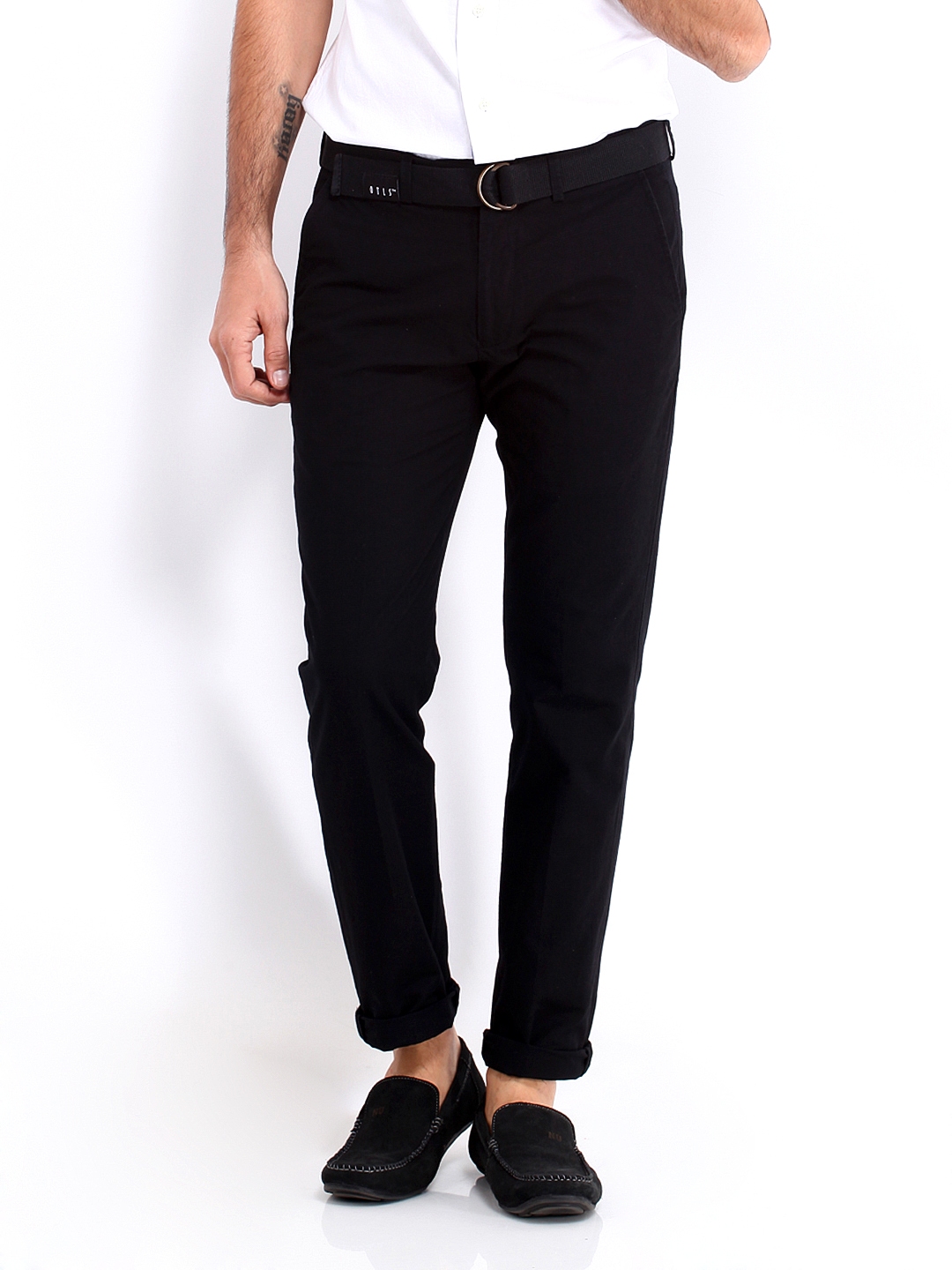 Buy Highlander Men Black Linen Blend Trousers - Trousers for Men 378908 ...