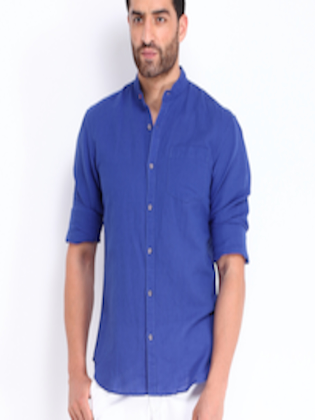 Buy Highlander Men Blue Linen Blend Casual Shirt - Shirts for Men ...