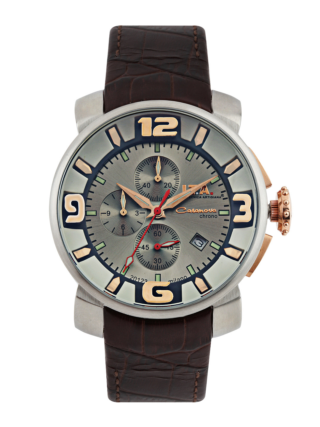 Buy ITA Men Metallic Grey Dial Chronograph Watch Watches for Men