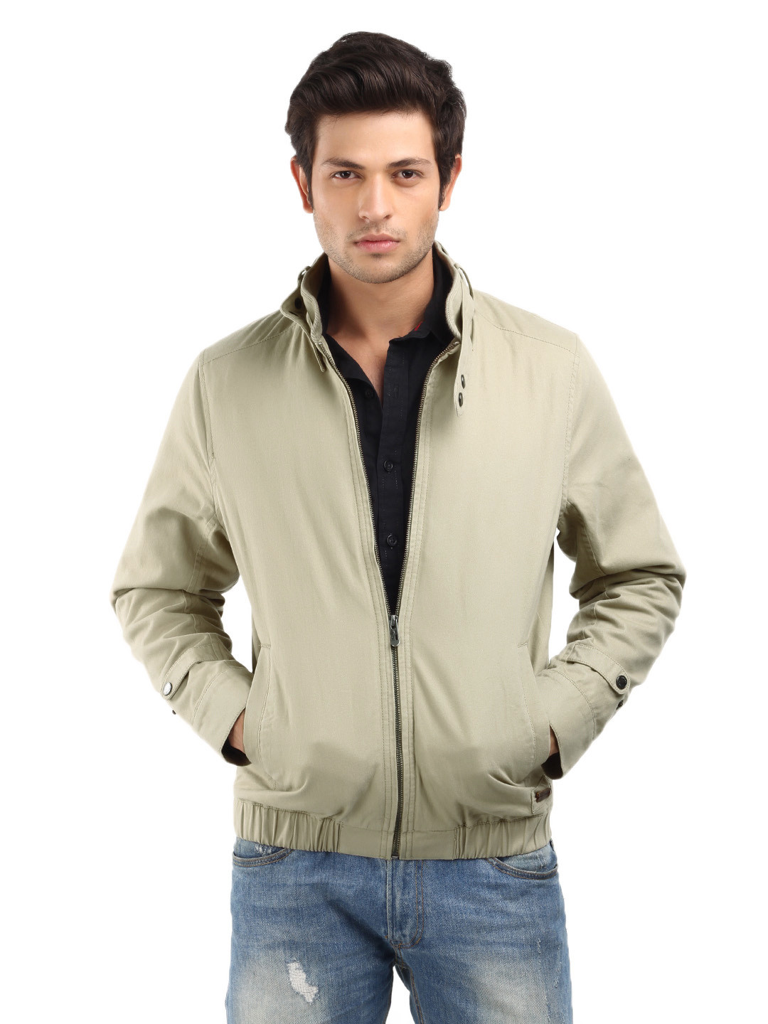 Buy Indian Terrain Men Beige Trinidad Bomber Jacket Jackets for Men