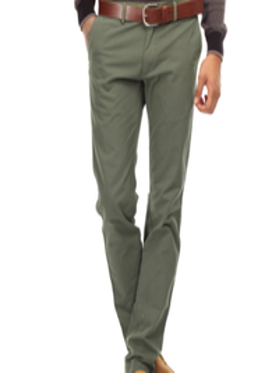 Buy Indian Terrain Men Olive Green Trousers - Trousers for Men 93183 ...