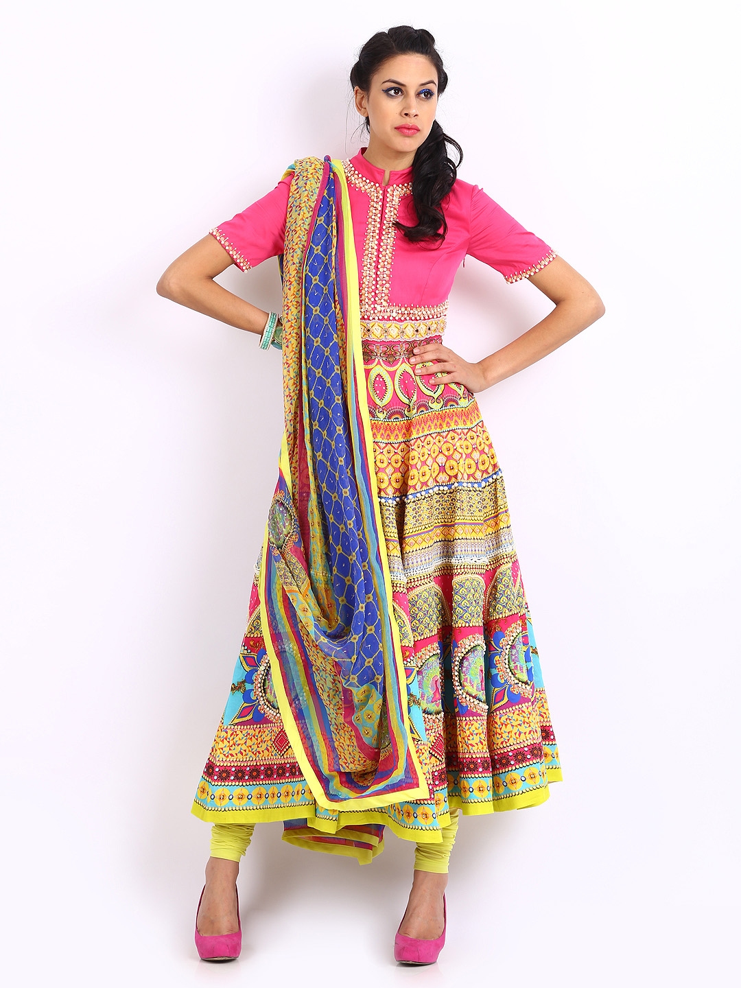 myntra unstitched churidar materials