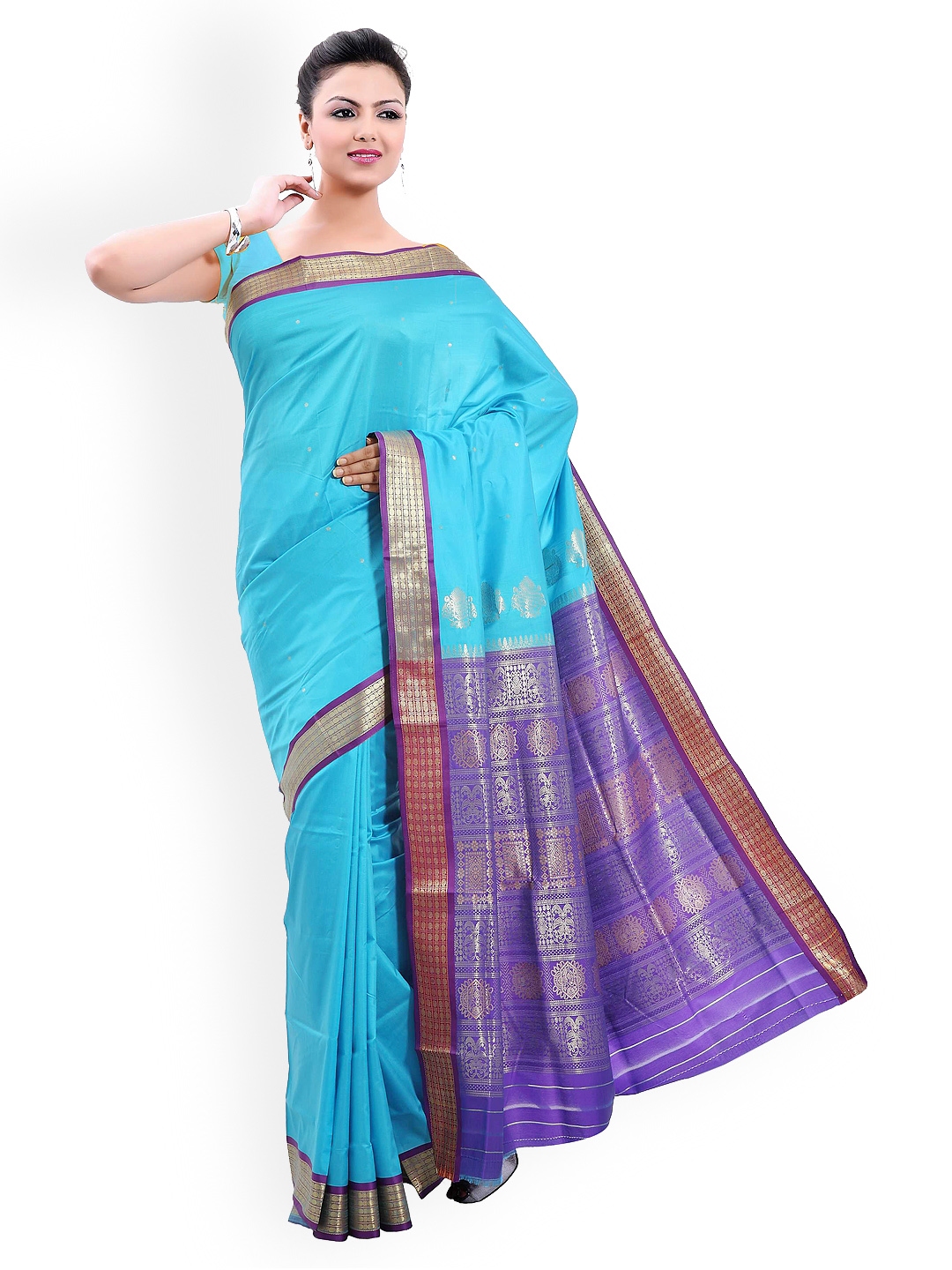 Buy Ishin Blue Silk Traditional Saree - Sarees for Women 381808 | Myntra