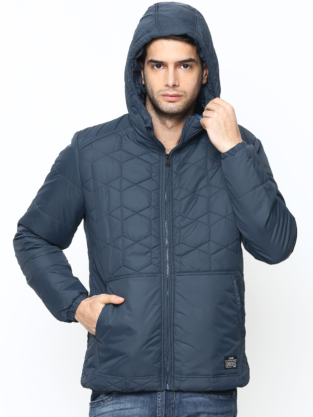 Buy Jack & Jones Men Blue Hooded Jacket Jackets for Men 575596 Myntra