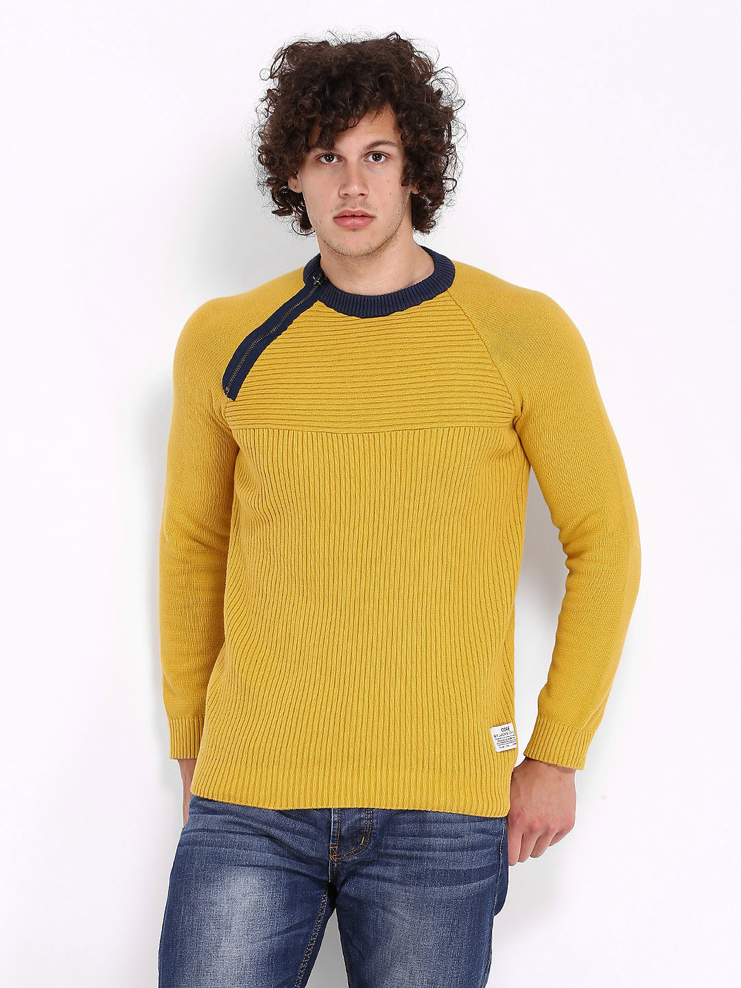Buy Jack & Jones Men Mustard Yellow Sweater Sweaters for Men 323820 Myntra