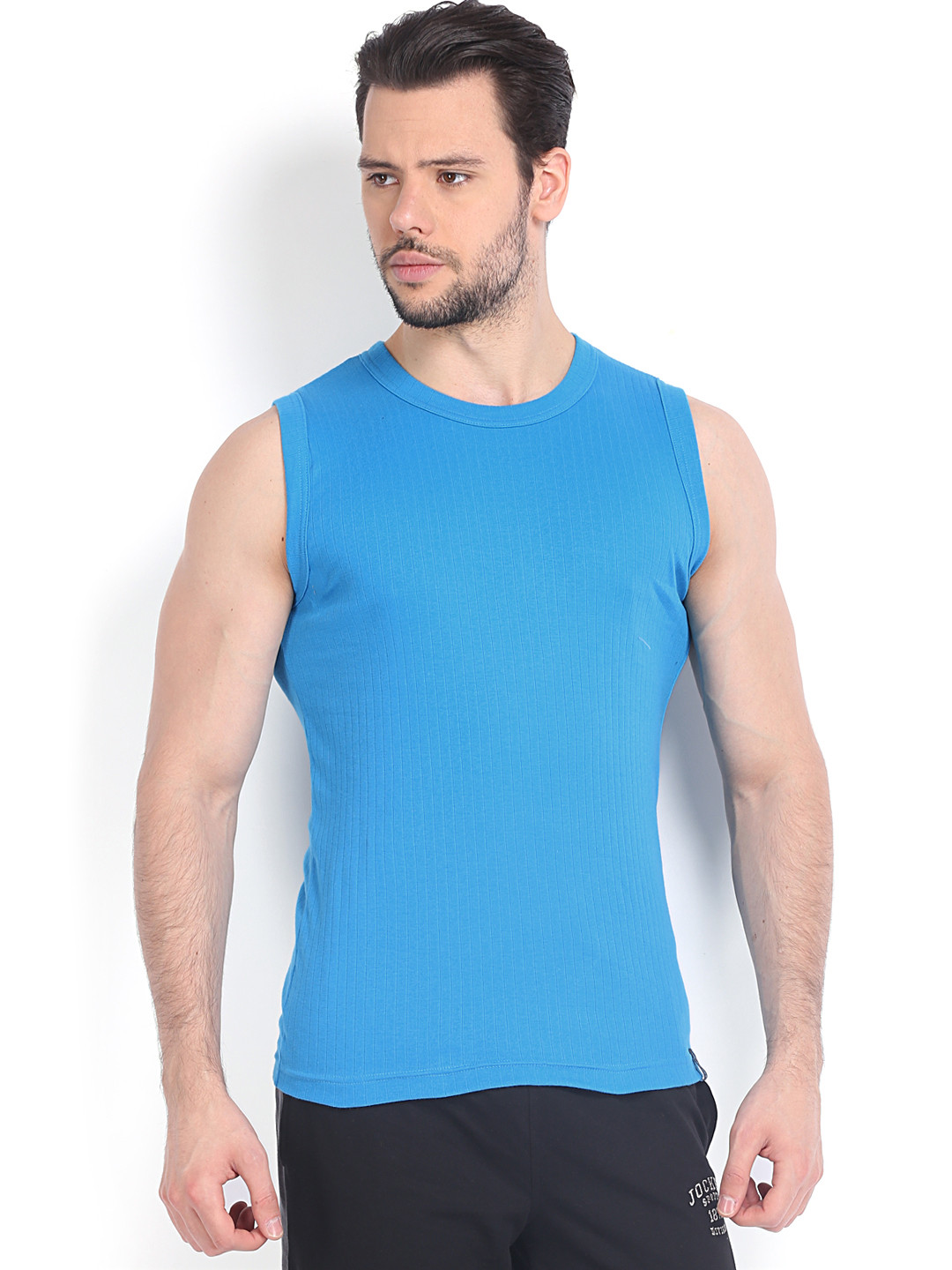 Buy Jockey 24 X 7 Men Blue Sleeveless Pure Cotton T Shirt 9930