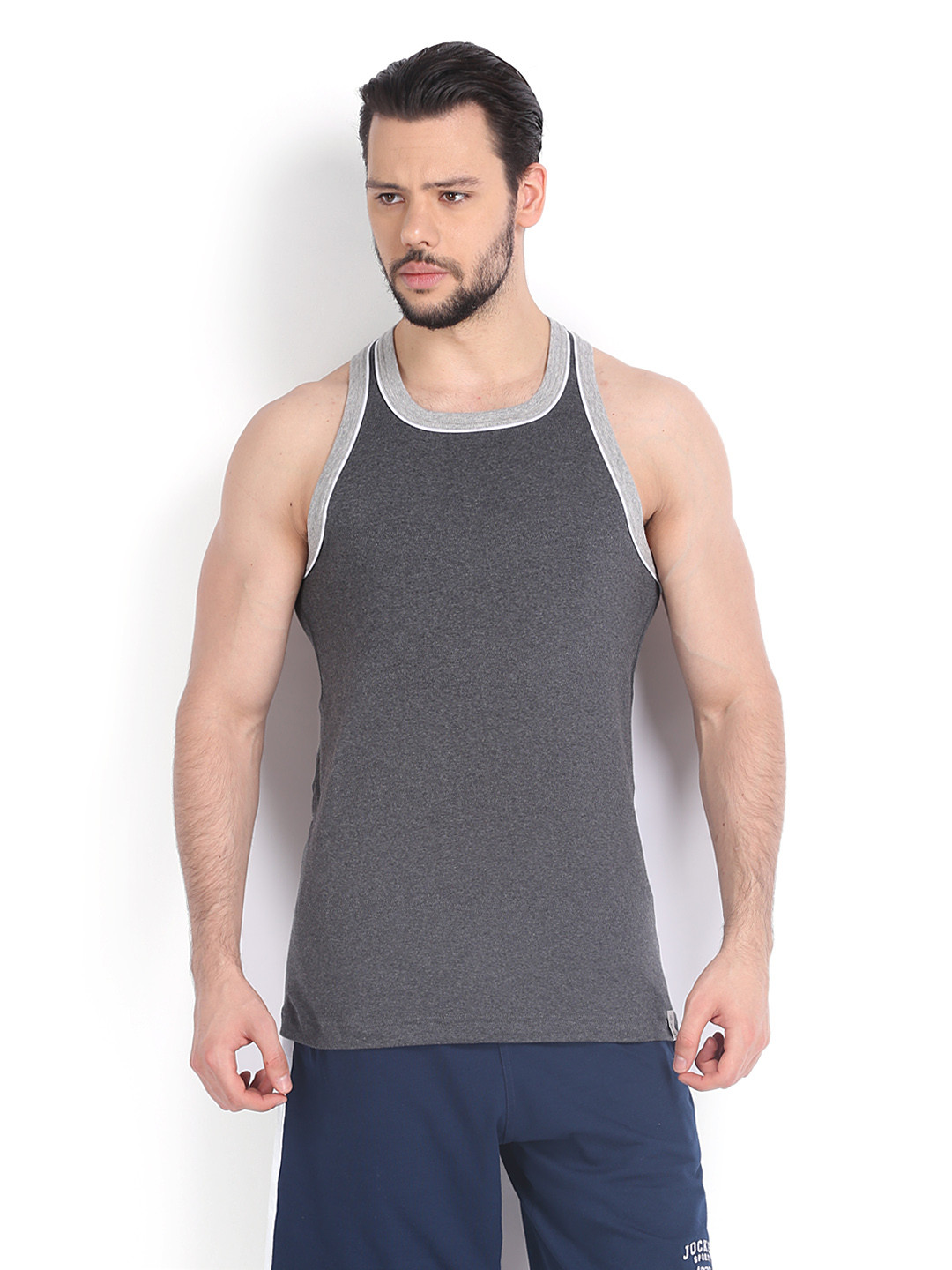 Buy Jockey SPORT Men Grey Sleeveless Pure Cotton T Shirt 9925 Tshirts