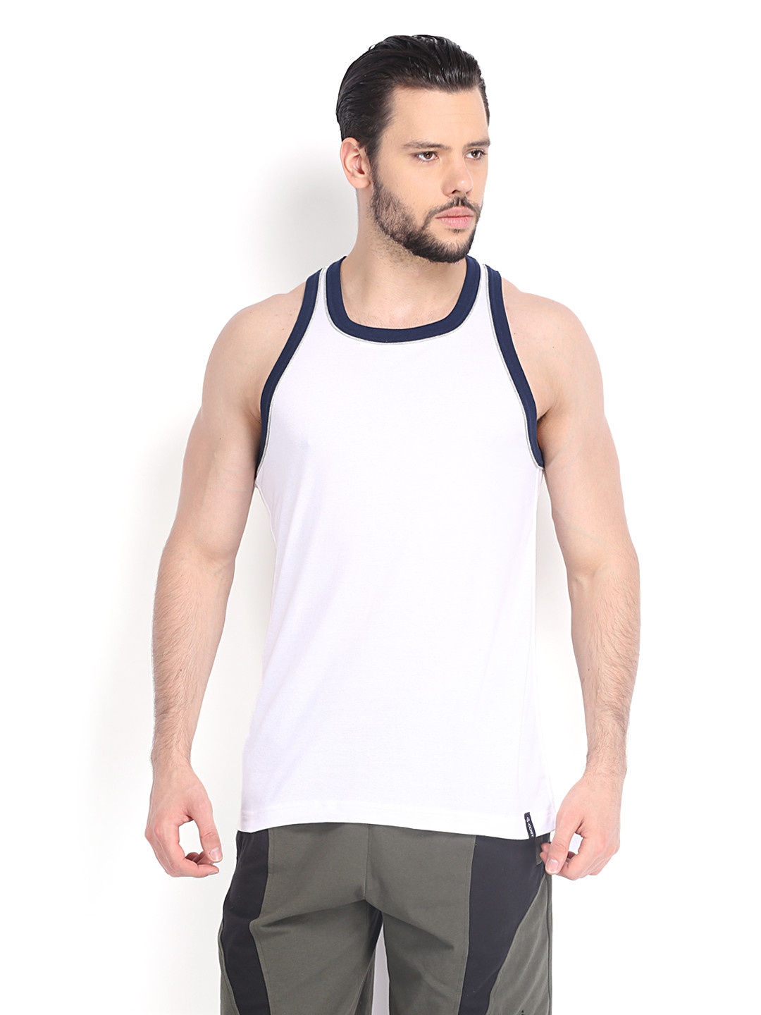 Buy Jockey SPORT Men White Sleeveless Pure Cotton T Shirt 9925