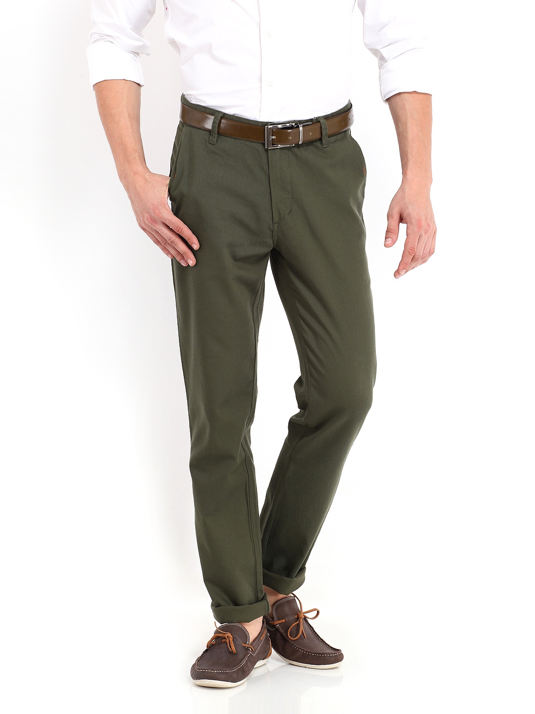 Buy John Players Men Green Slim Fit Trousers - Trousers for Men 391225 ...