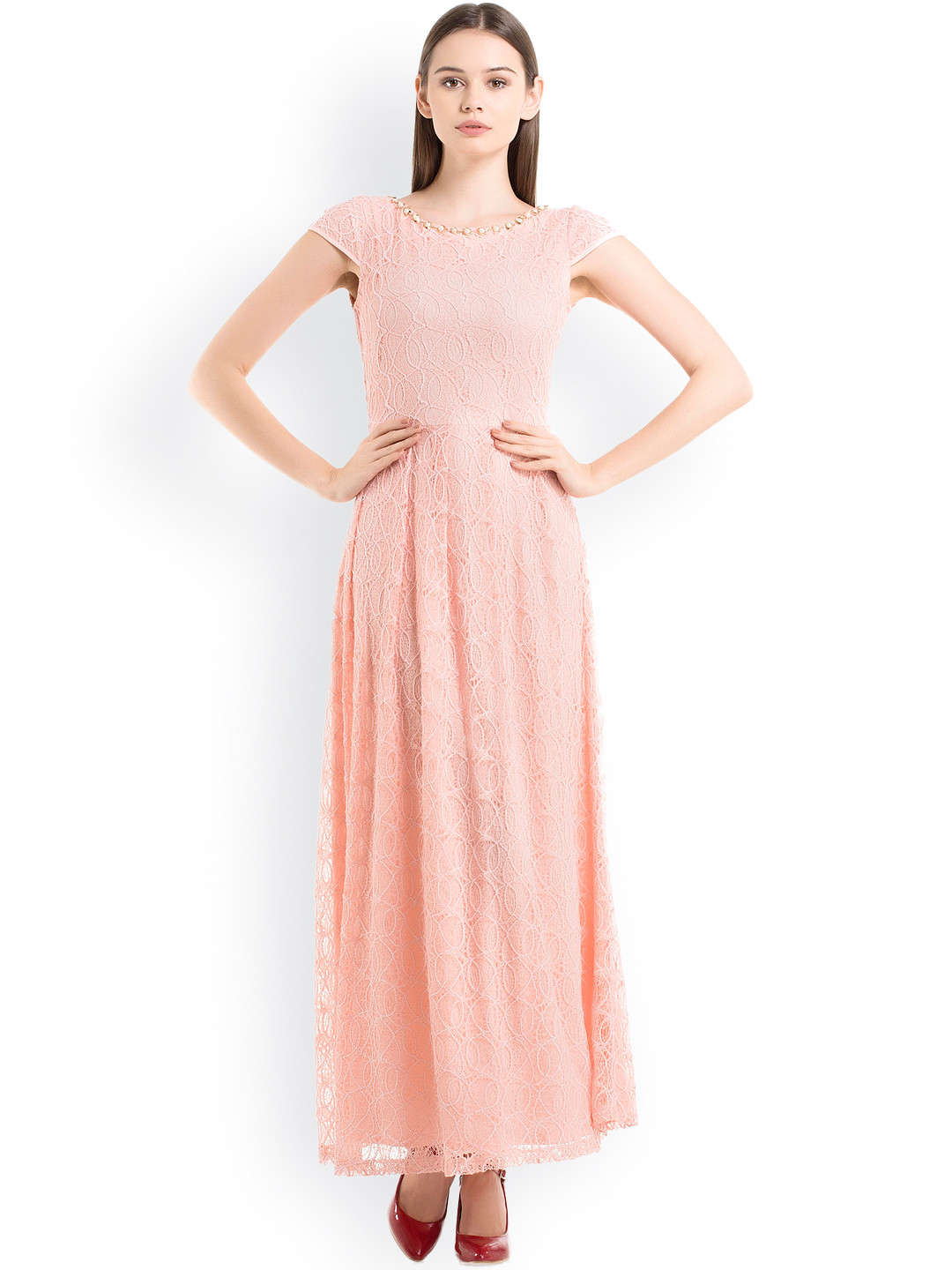Buy Kazo Pink Lace Maxi Dress Dresses for Women 826530 Myntra