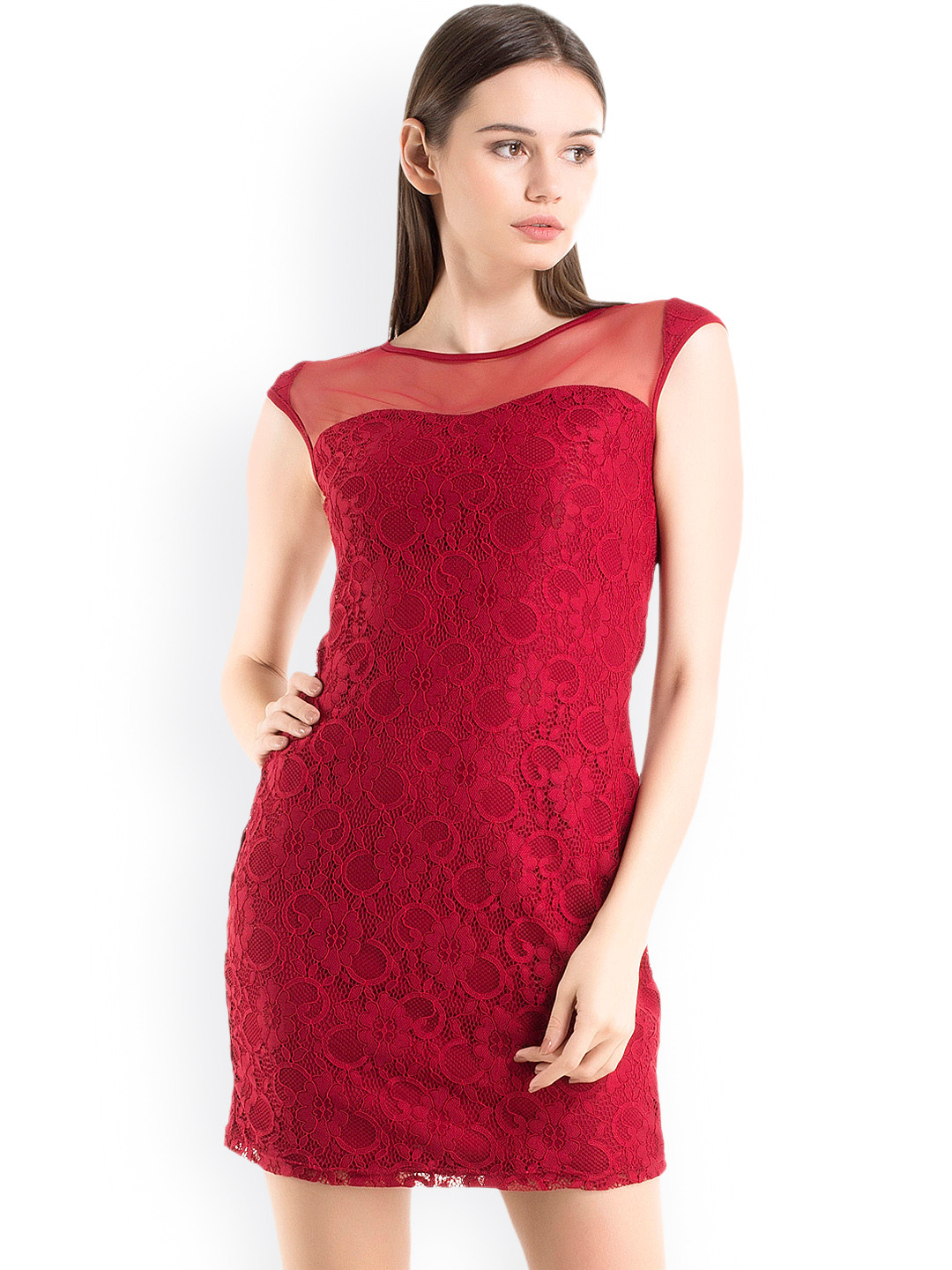 Buy Kazo Red Floral Lace Sheath Dress Dresses for Women 826533 Myntra
