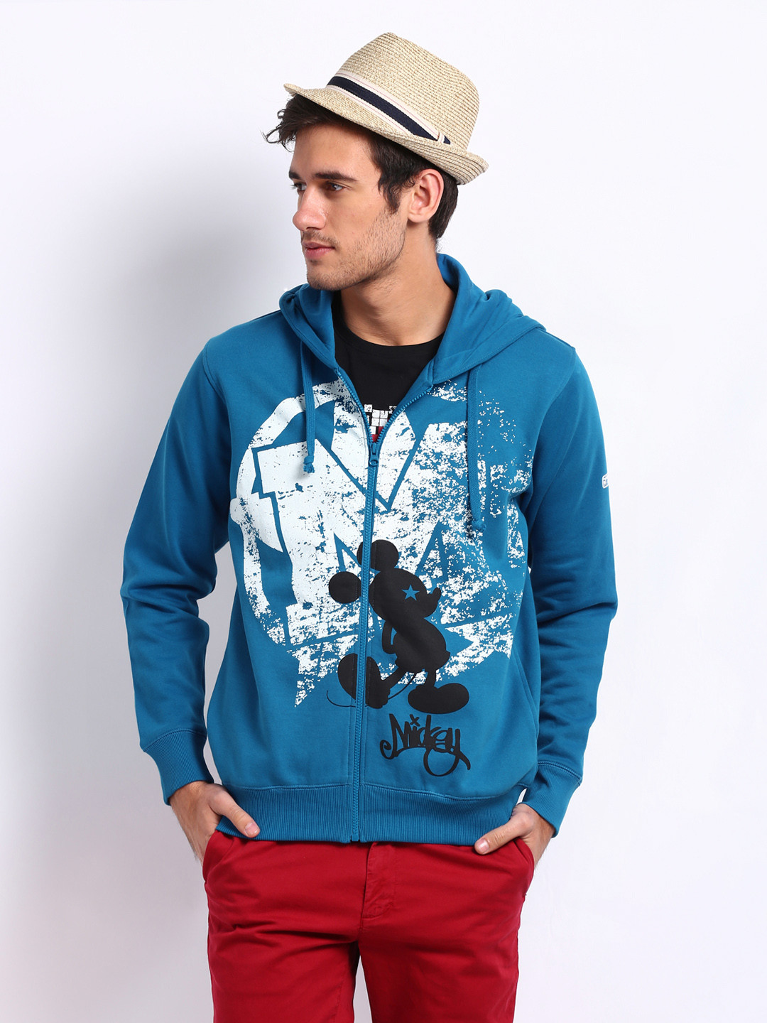Buy Kook N Keech Disney Men Blue Mickey Hooded Sweatshirt - Sweatshirts for Men 186170 | Myntra