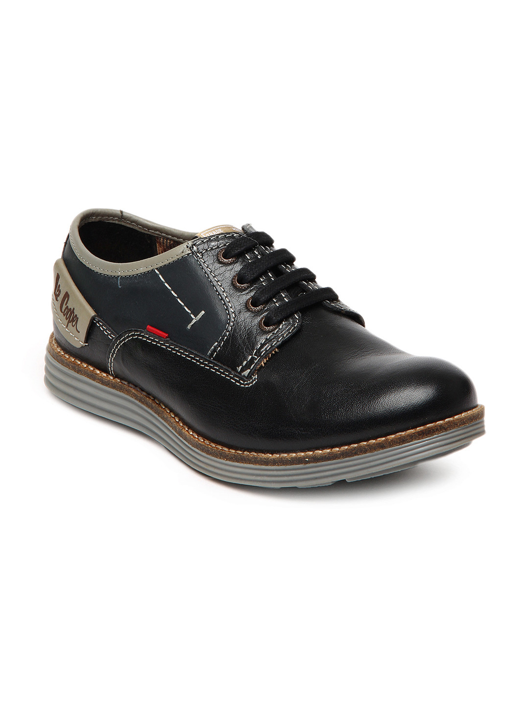 Buy Lee Cooper Men Black Leather Derbys Casual Shoes for