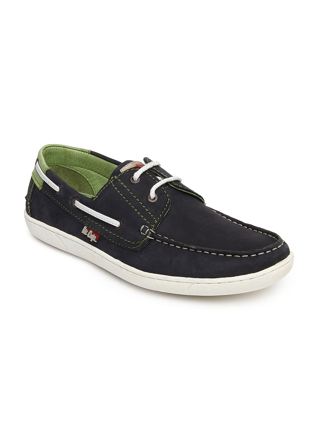 Buy Lee Cooper Men Dark Navy Leather Boat Shoes - Casual Shoes for Men ...