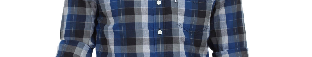 Buy Levis Men Blue & Grey Checked Bronson One Pocket Casual Shirt ...