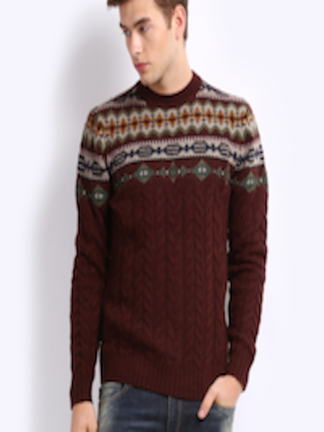 Buy Levis Men Brown Cable Knit Sweater - Sweaters for Men 223285 | Myntra