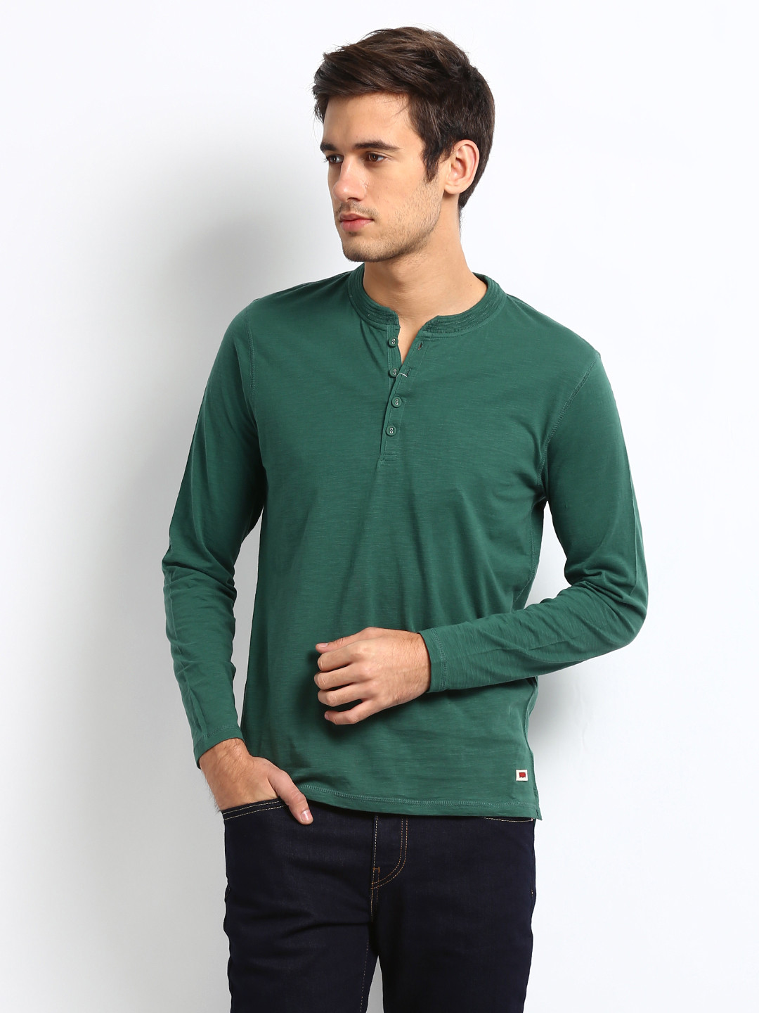 Buy Levis Men Green Henley Pure Cotton T Shirt Tshirts for Men 182064