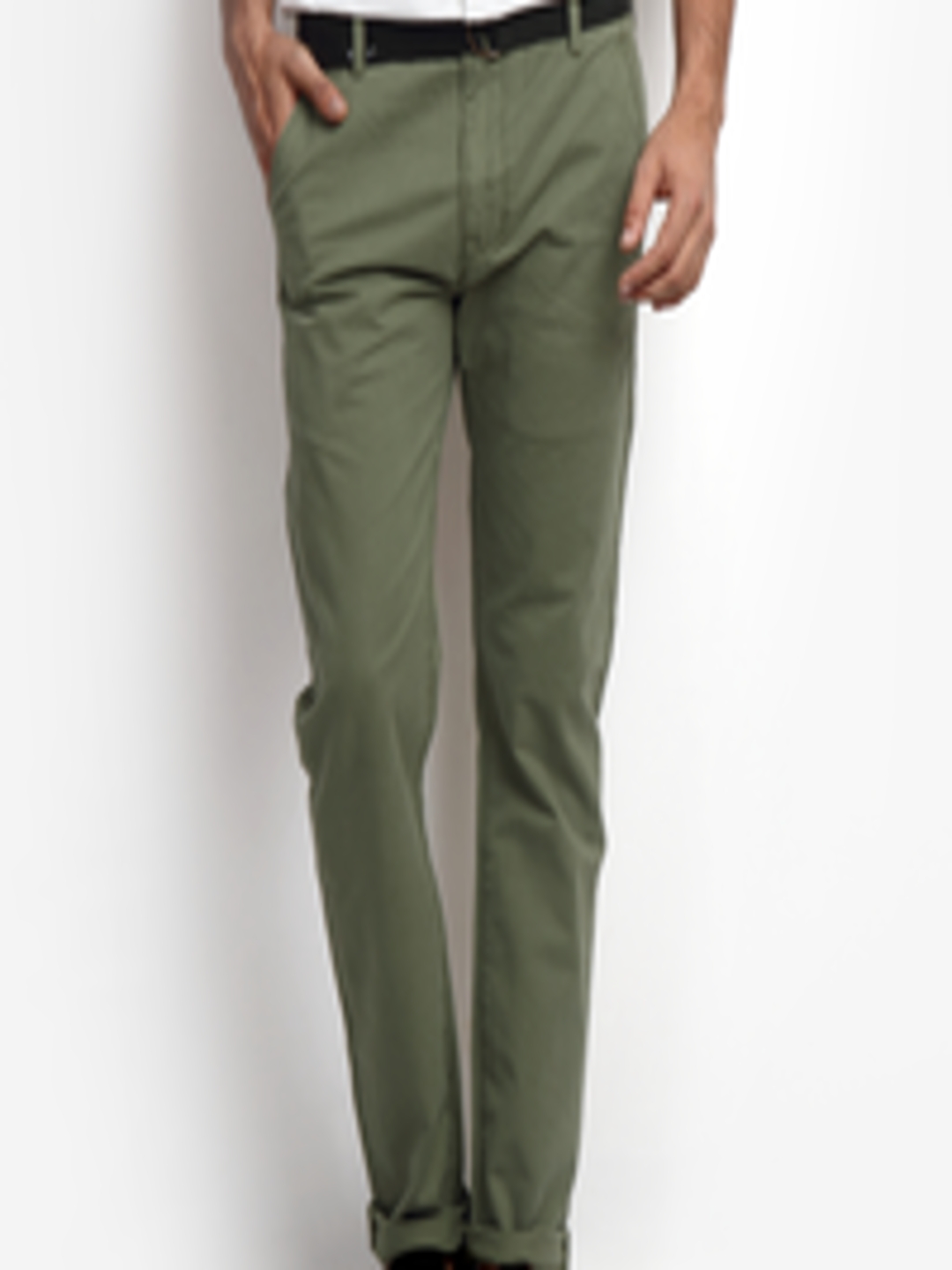 Buy Levis Men Olive Green Regular Fit Chino Trousers - Trousers for Men ...