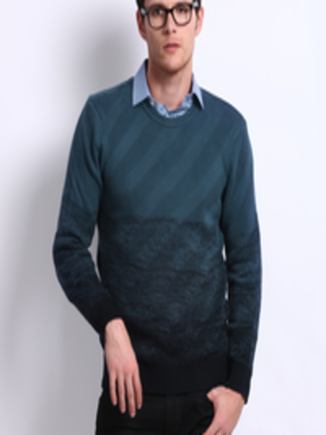 Buy Levis Men Teal Blue & Navy Sweater - Sweaters for Men 223300 | Myntra