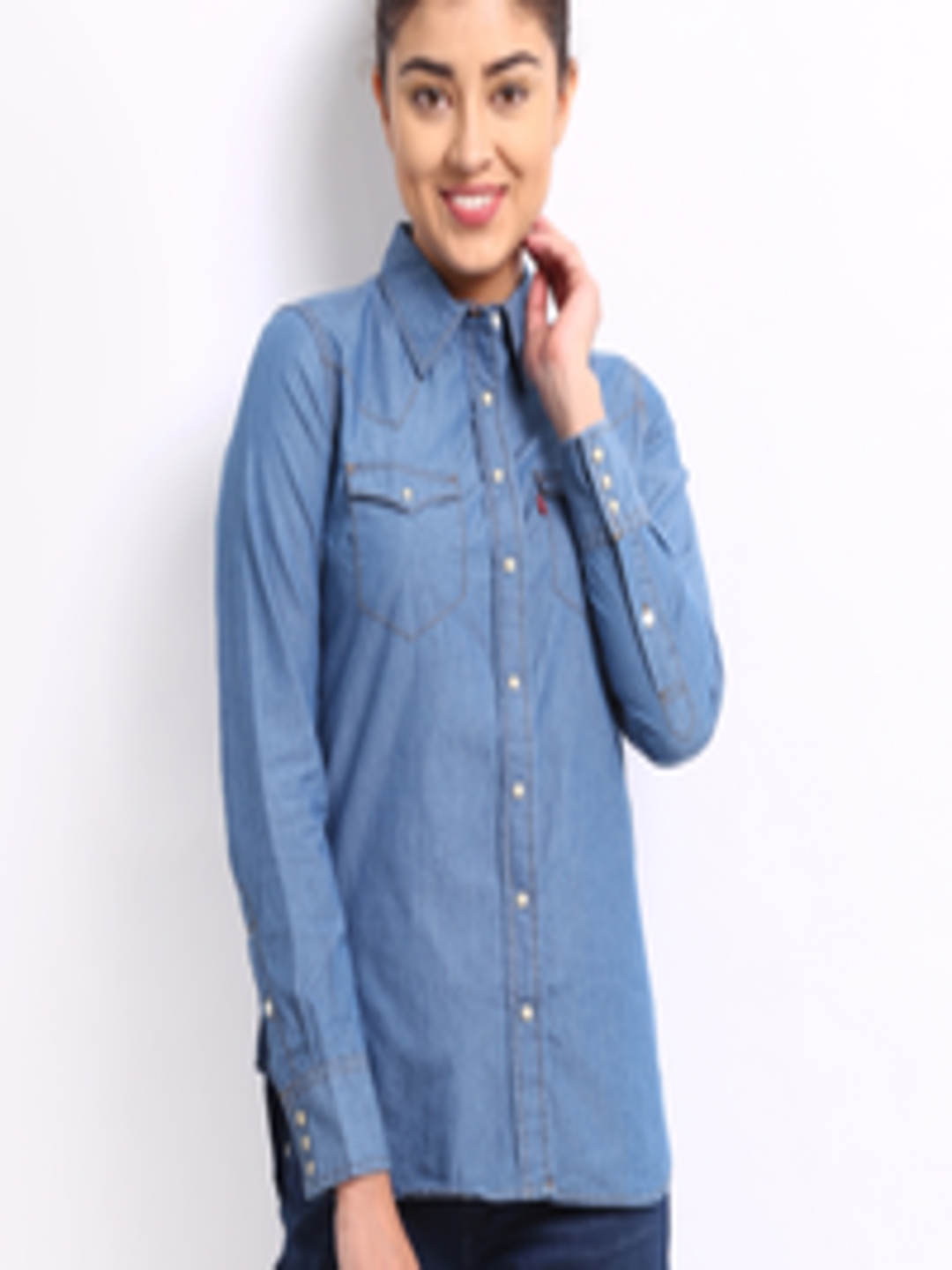 Buy Levis Women Blue Denim Shirt - Shirts for Women 238156 | Myntra