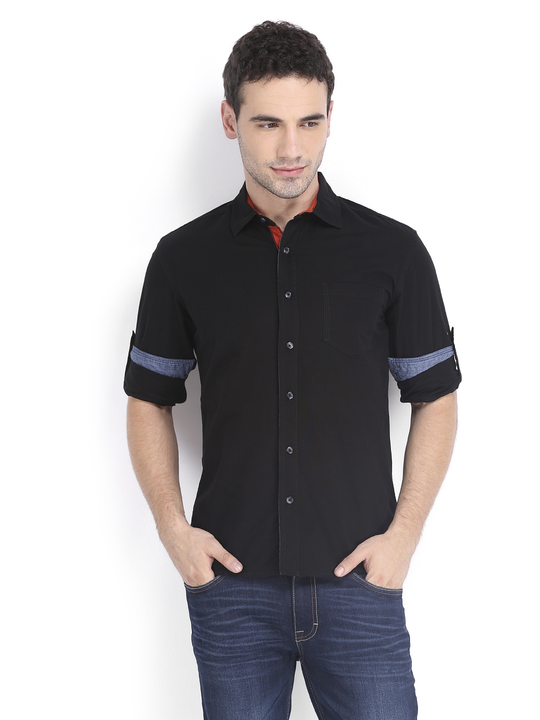 Buy Locomotive Men Black Slim Fit Casual Shirt - Shirts for Men 489721 ...