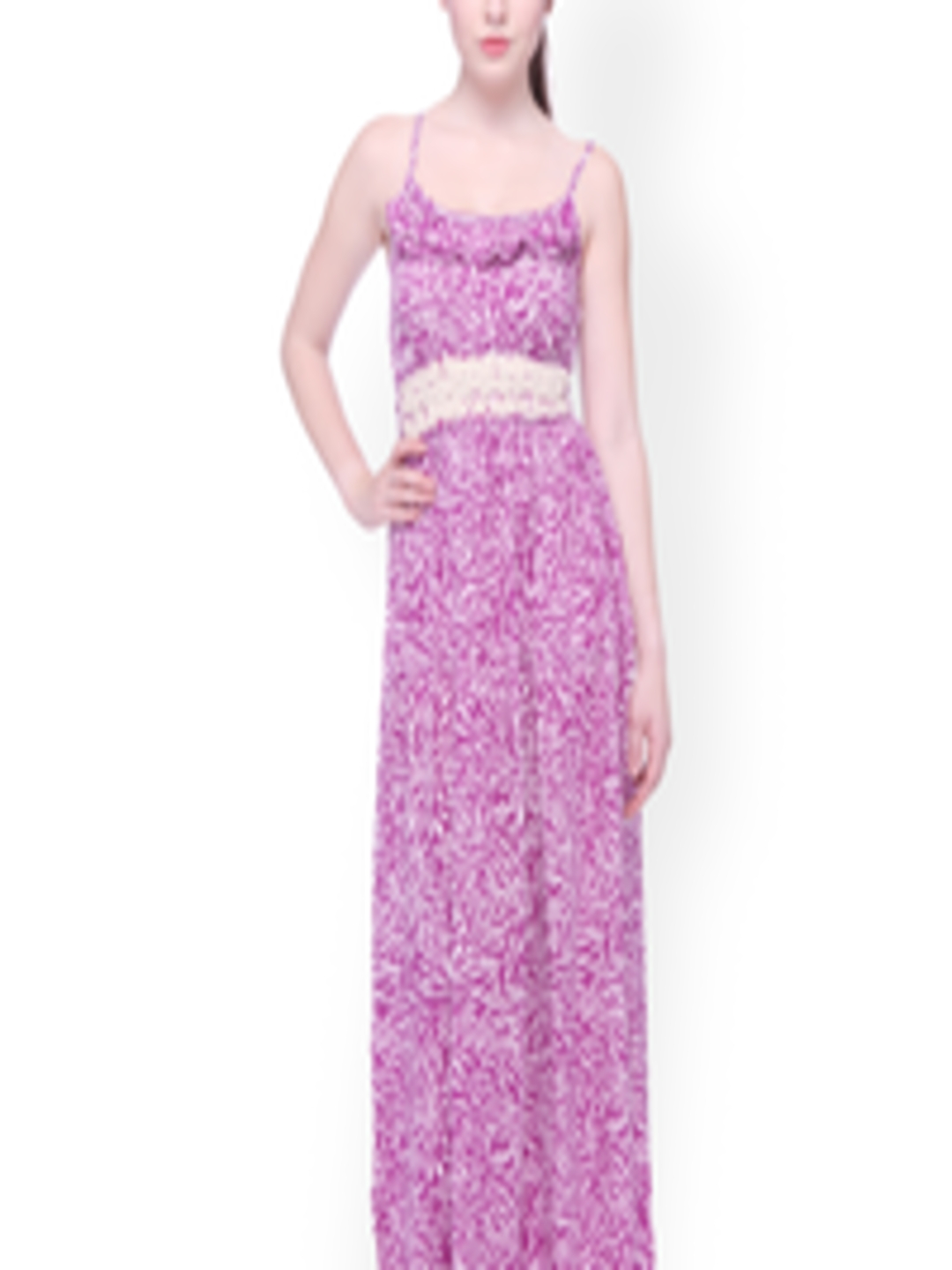Buy Lyla Purple & White Printed Maxi Dress - Dresses for Women 568537 ...
