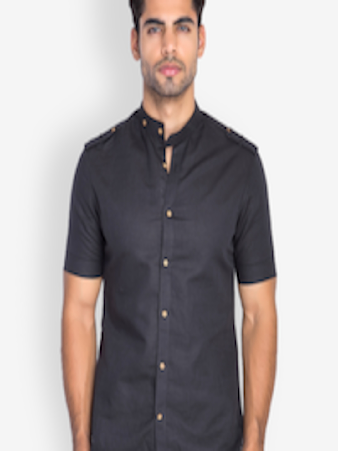 Buy MR BUTTON Men Black Linen Slim Fit Casual Shirt - Shirts for Men ...