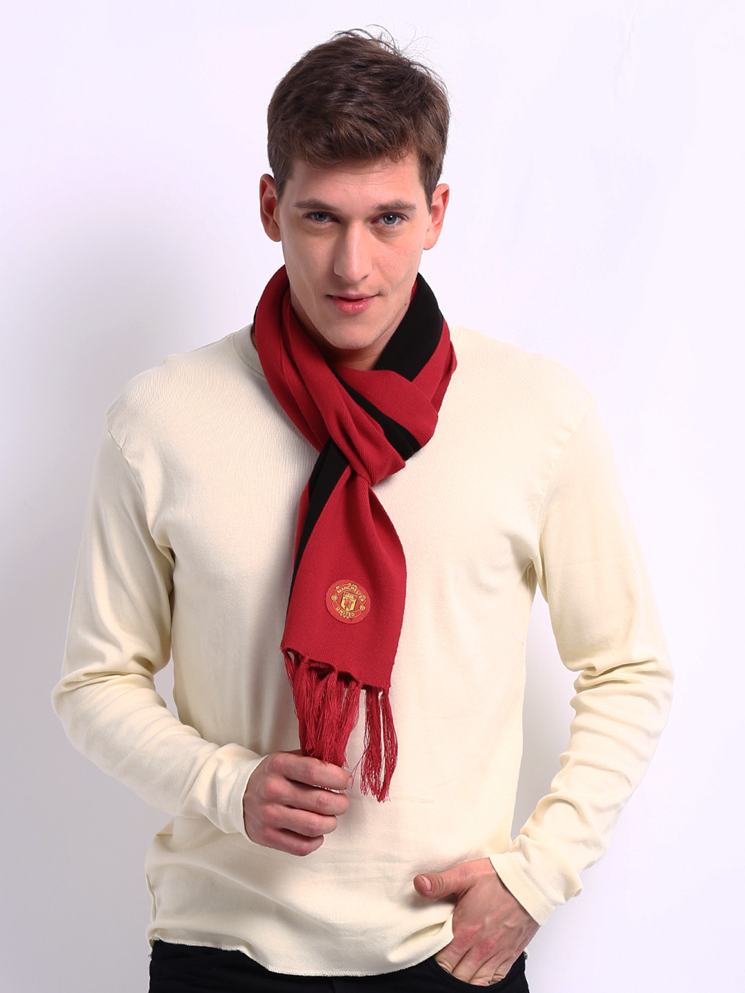 Buy Manchester United Unisex Black & Red Muffler Mufflers for Unisex