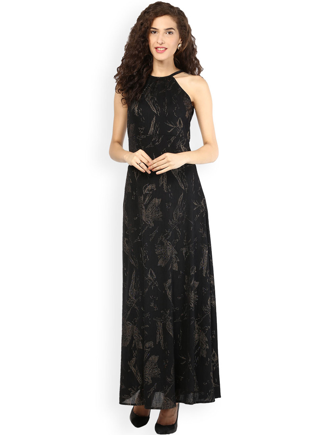 Buy Martini Black Printed Maxi Dress Dresses for Women 837595 Myntra