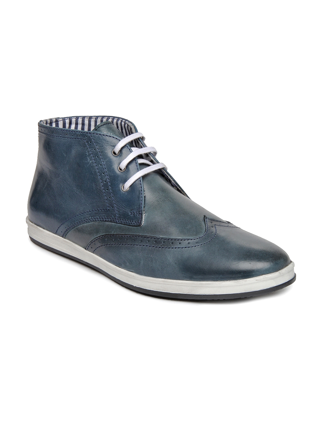 men's blue leather casual shoes