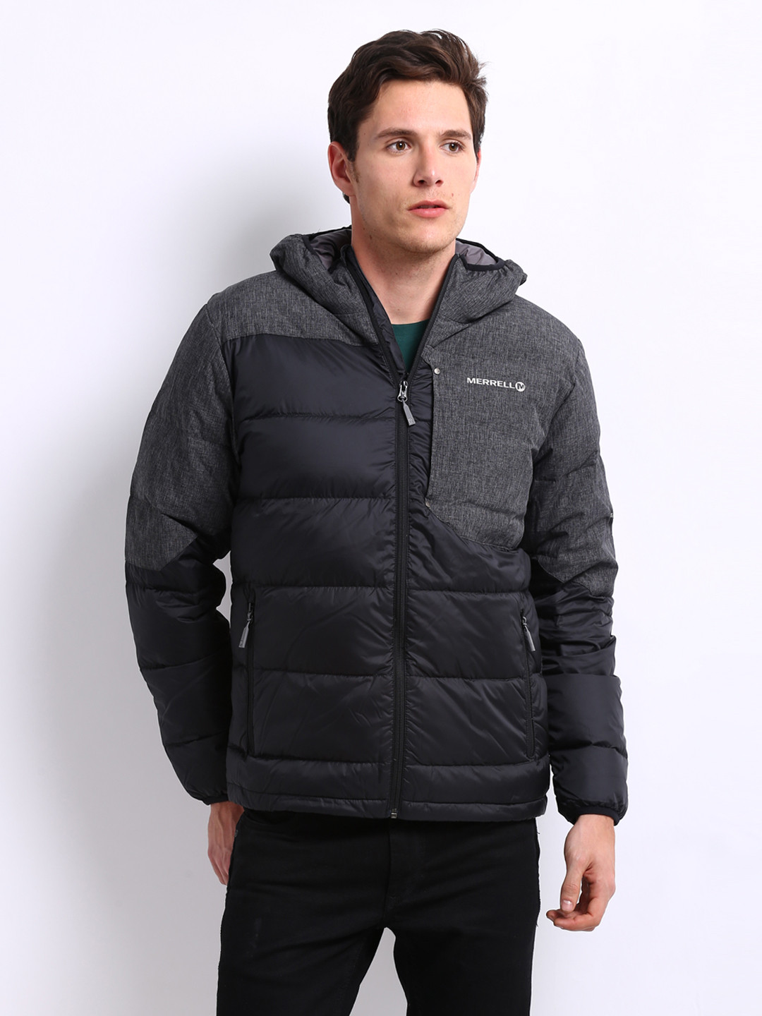 Buy Merrell Men Black & Charcoal Grey Nanook Hooded Jacket - Jackets ...