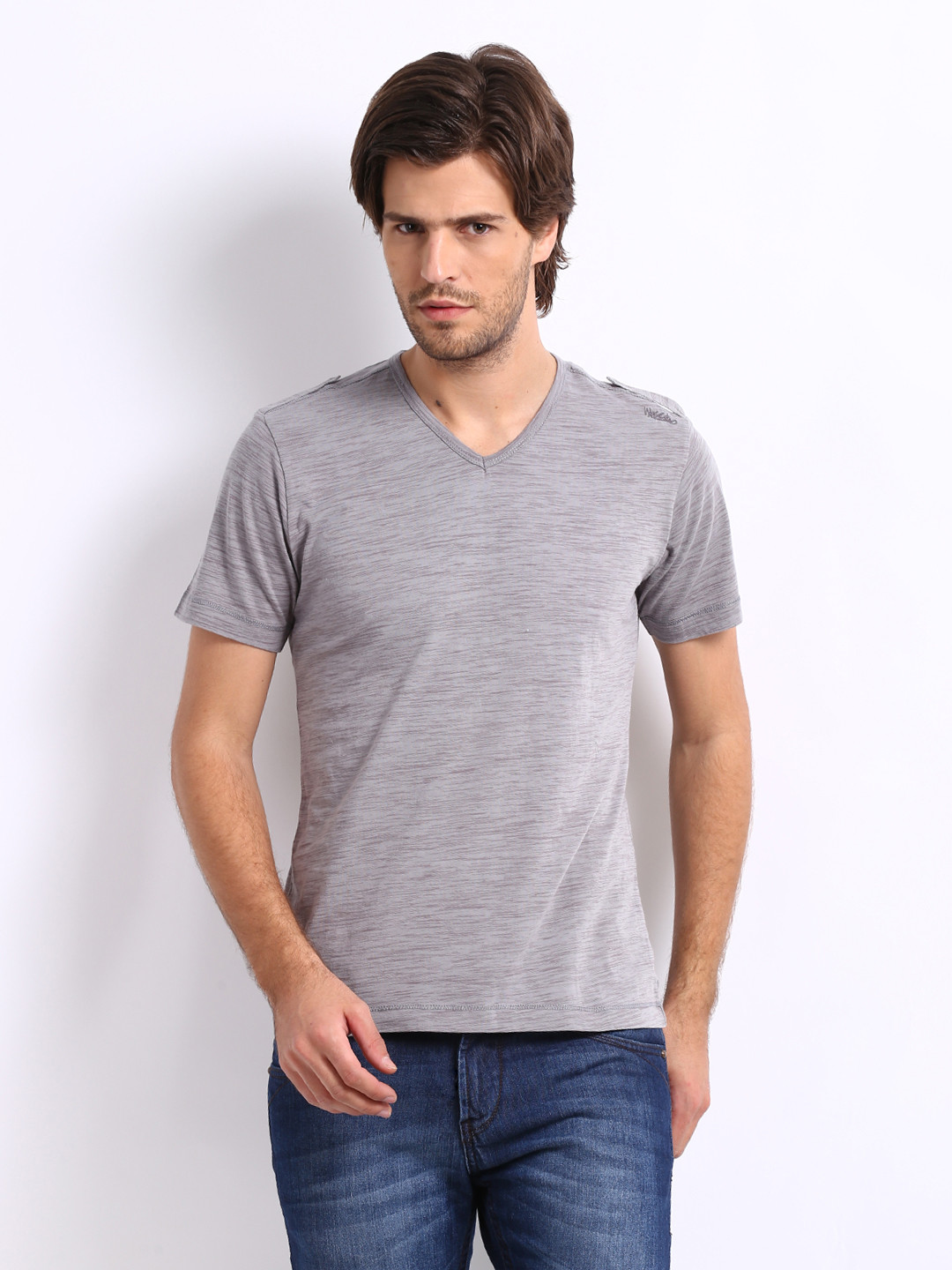 Buy Mossimo Men Grey Pure Cotton T Shirt Tshirts for Men 168515 Myntra