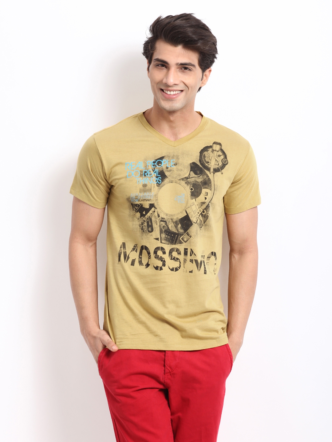 Buy Mossimo Men Beige Printed Pure Cotton T Shirt - Tshirts for Men ...