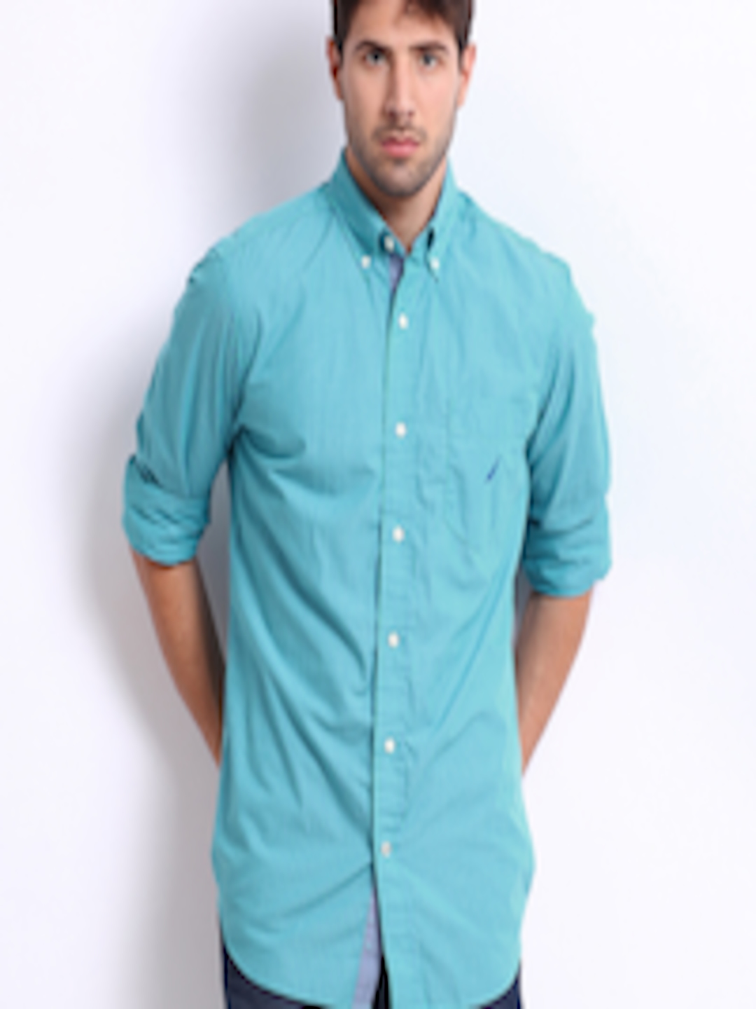 Buy Nautica Men Blue Striped Classic Fit Casual Shirt - Shirts for Men ...