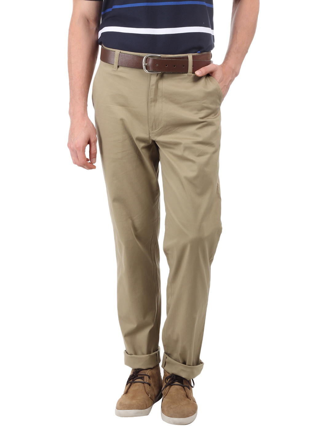 Buy Nautica Men Khaki Relaxed Fit Trousers Trousers for Men 142676