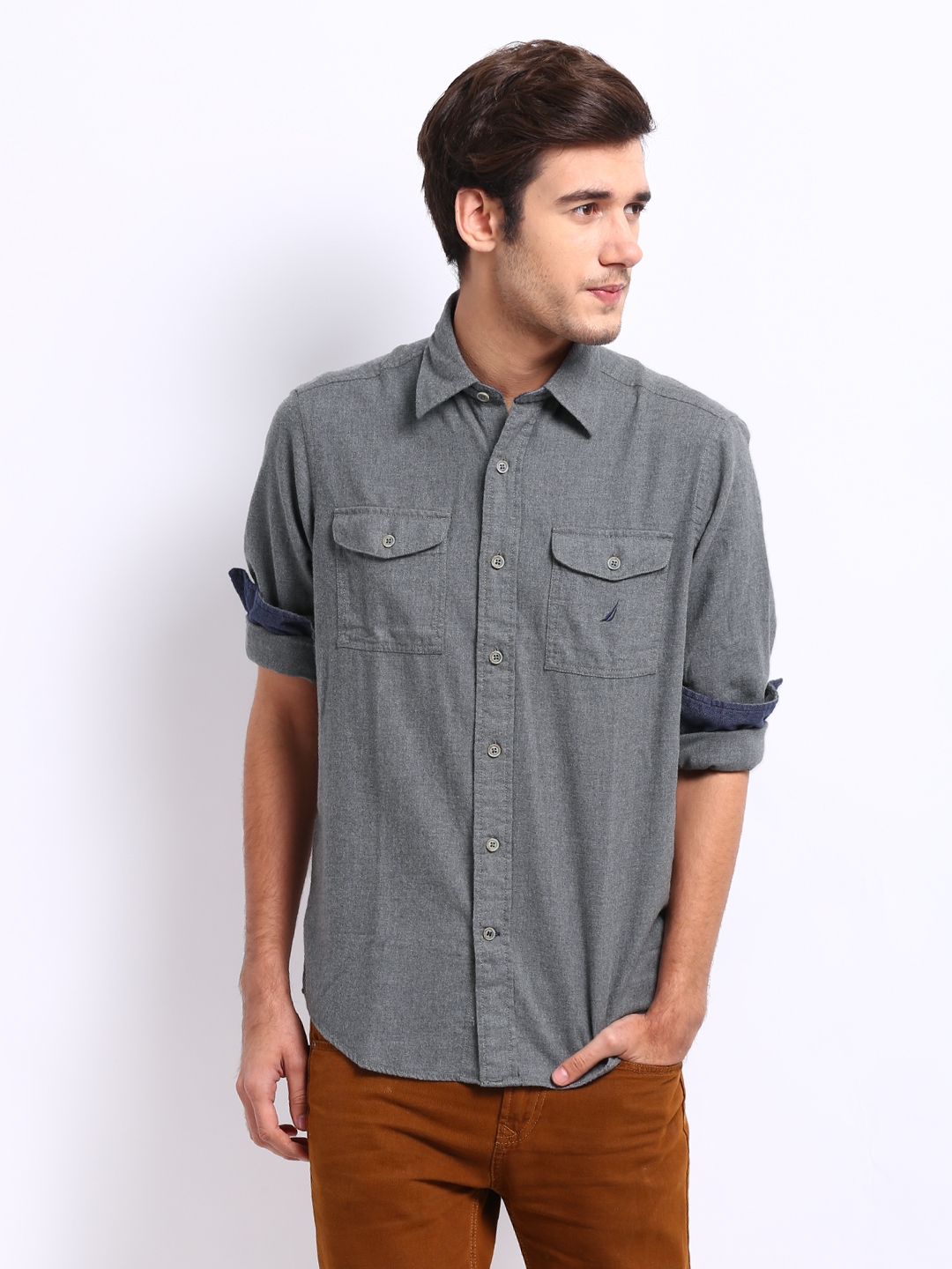 Buy Nautica Men Grey Utility Casual Shirt Shirts for Men 189684 Myntra
