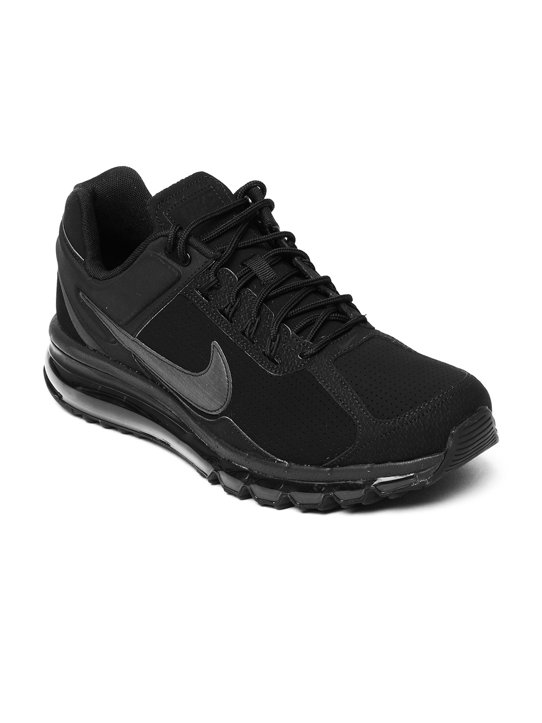 nike men's black leather shoes