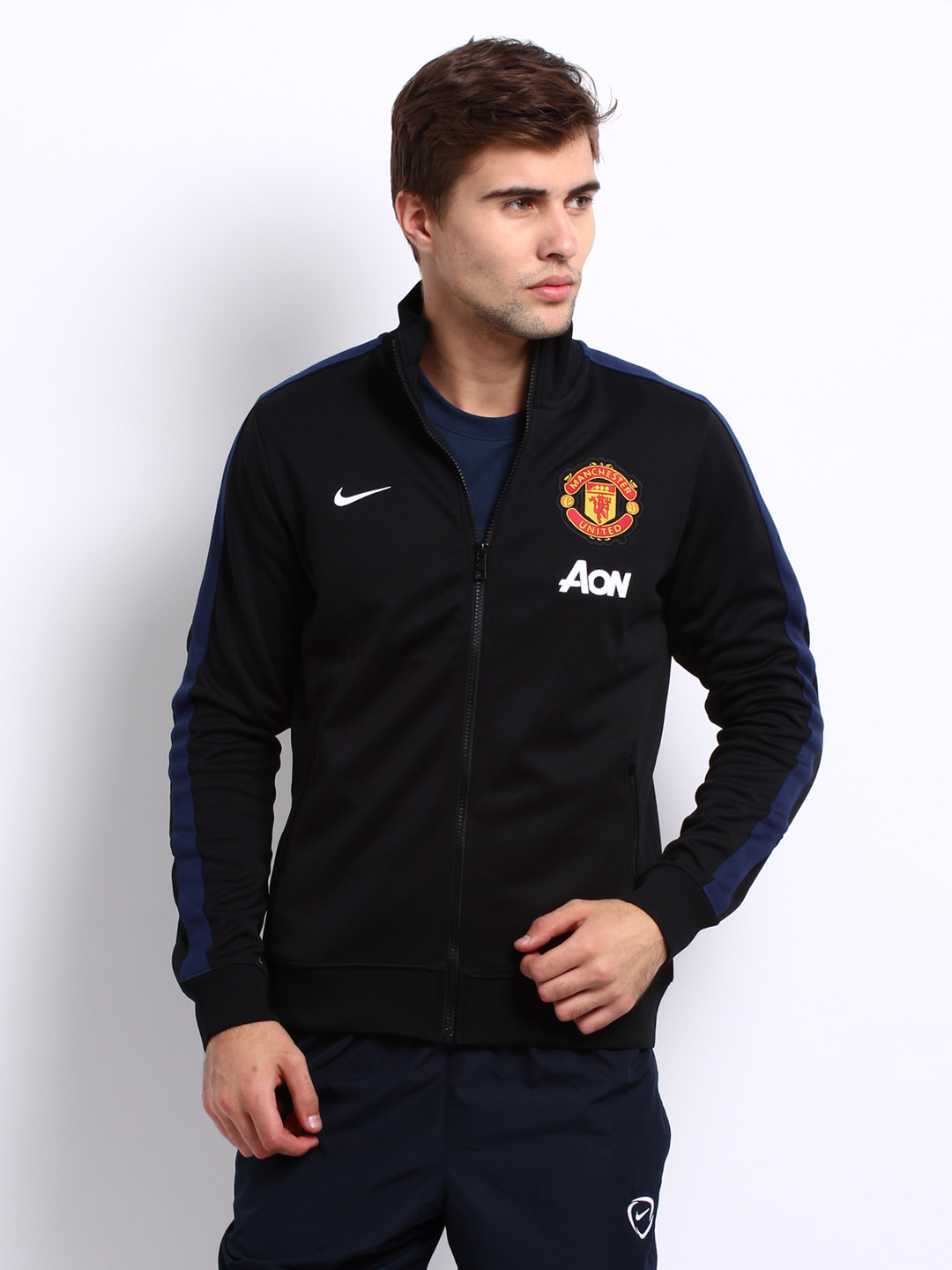 Buy Nike Men Black Manchester United Authentic Jacket ...