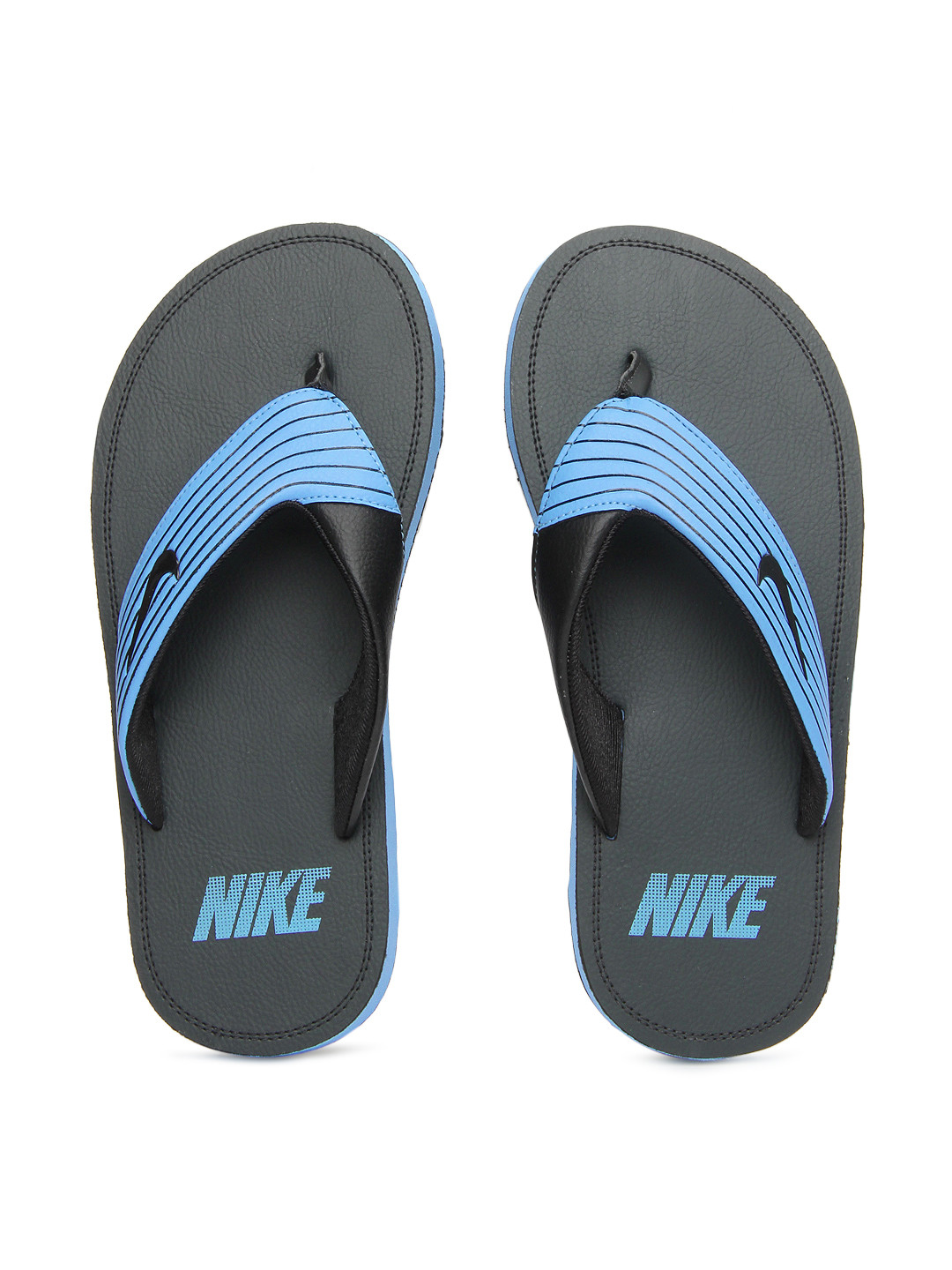 mens blue nike flip flops