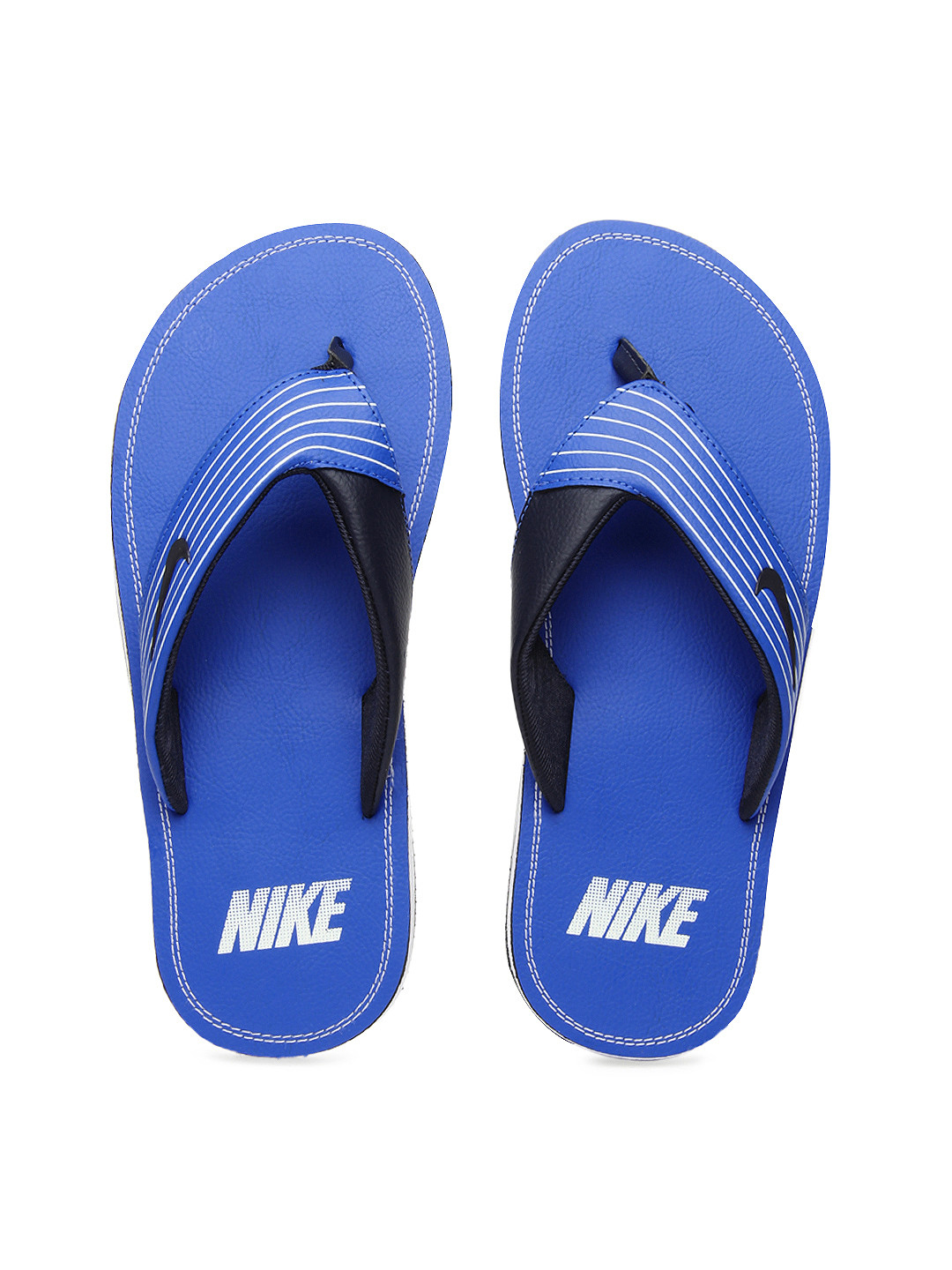 mens blue nike flip flops