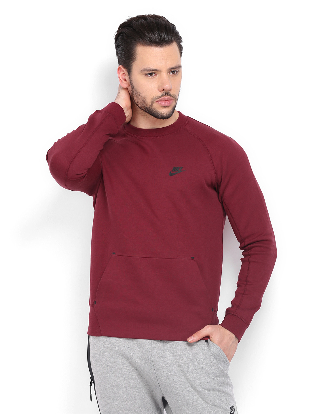 Buy Nike Men Maroon Tech Fleece Crew Sweatshirt Sweatshirts for Men
