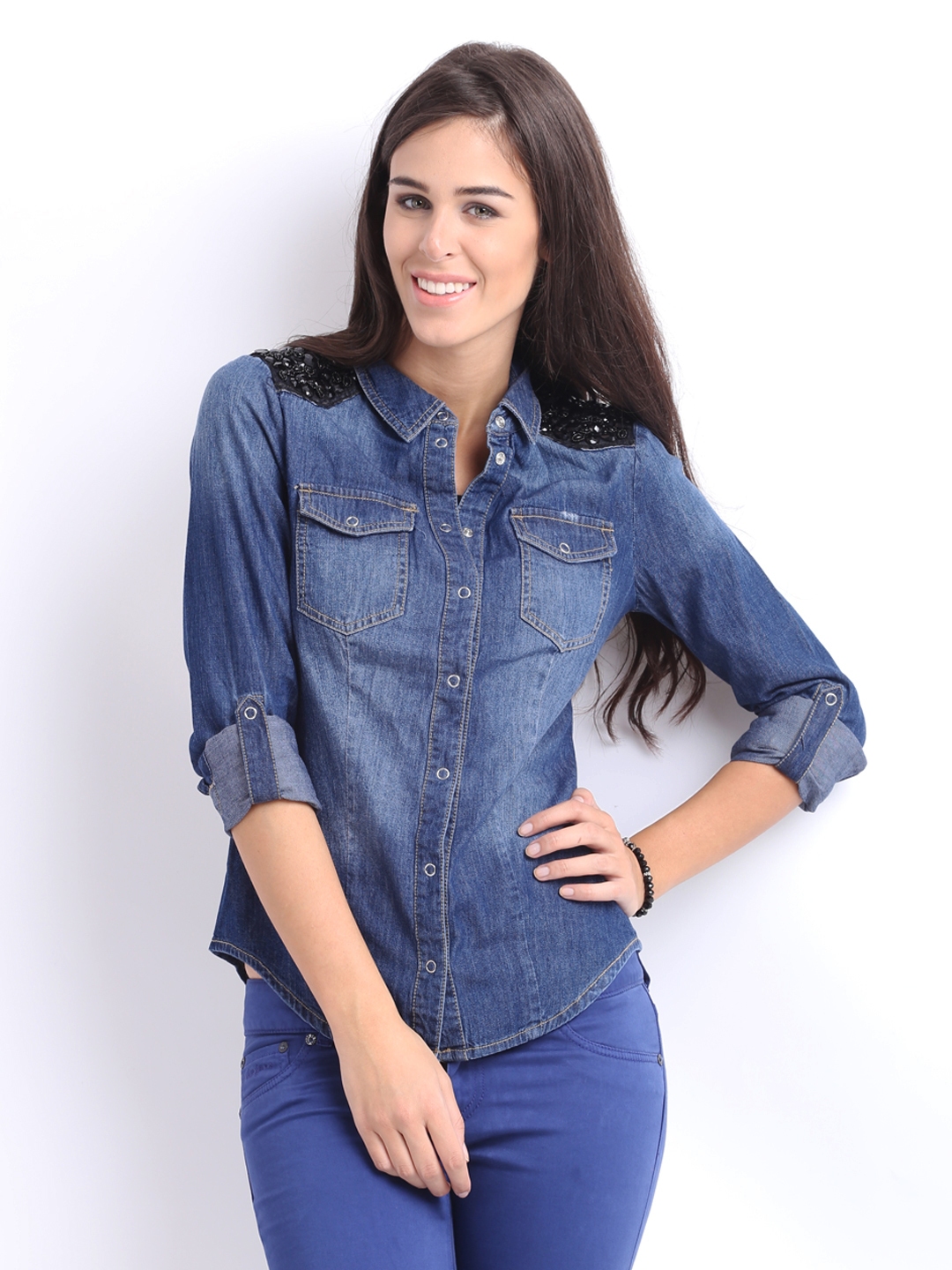 Buy ONLY Women Blue Denim Shirt Shirts for Women 202540