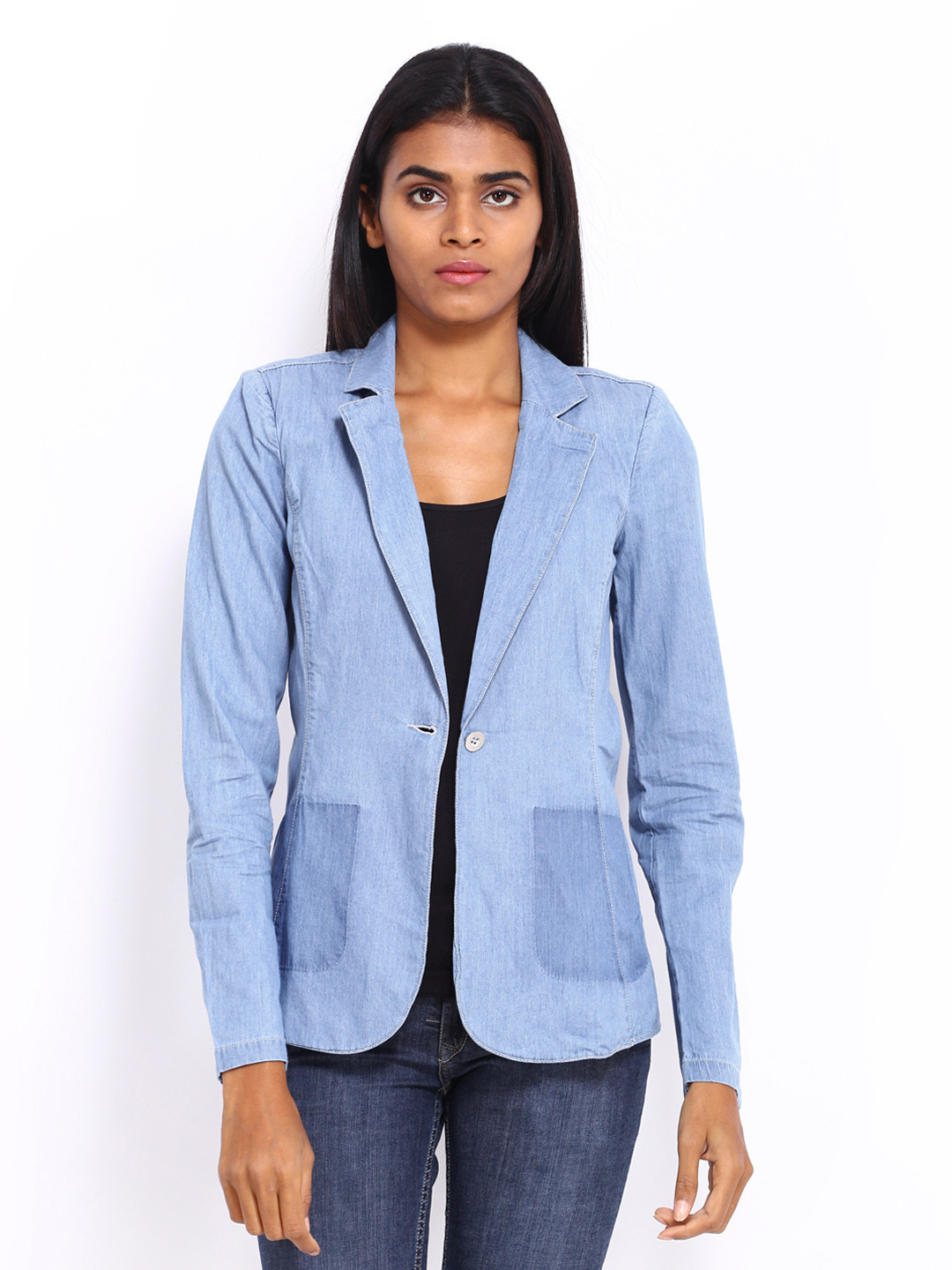 Buy ONLY Women Blue Denim Blazer Blazers for Women 302781 Myntra