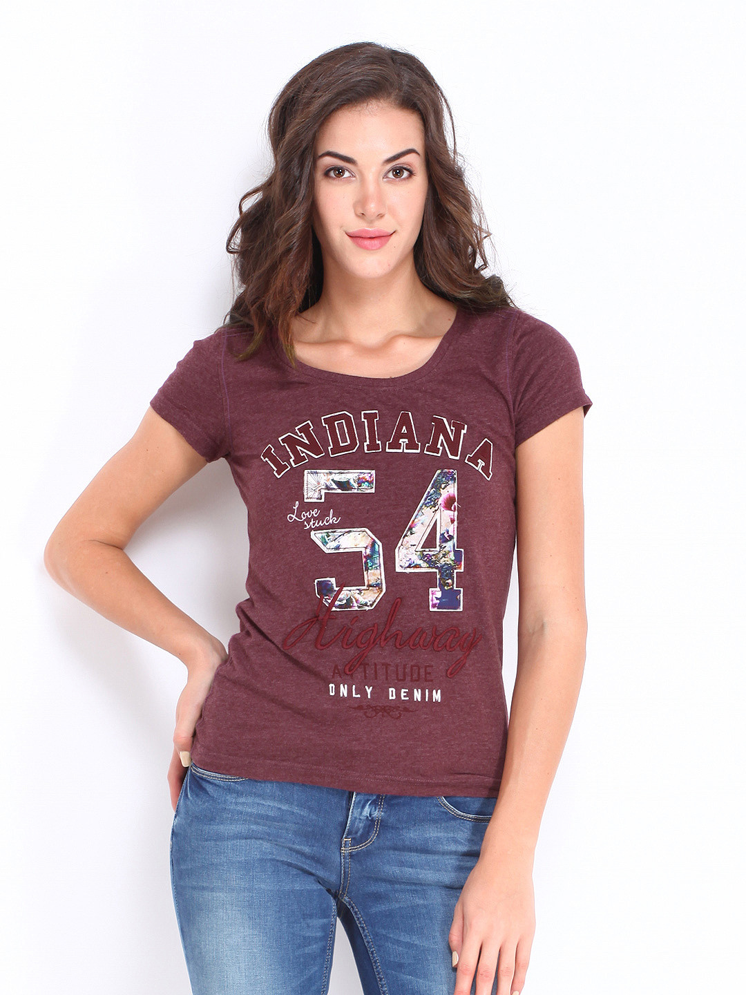 Buy ONLY Women Maroon T Shirt Tshirts for Women 186644 Myntra