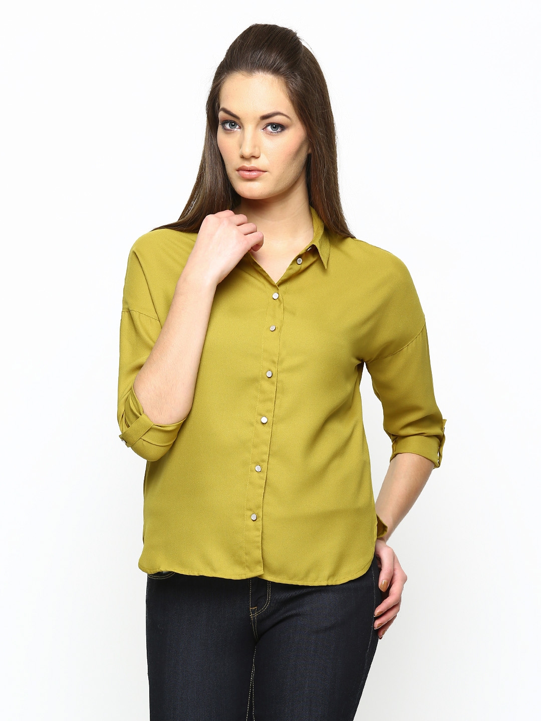 Buy ONLY Women Mustard Yellow Casual Shirt - Shirts for Women 529828 ...